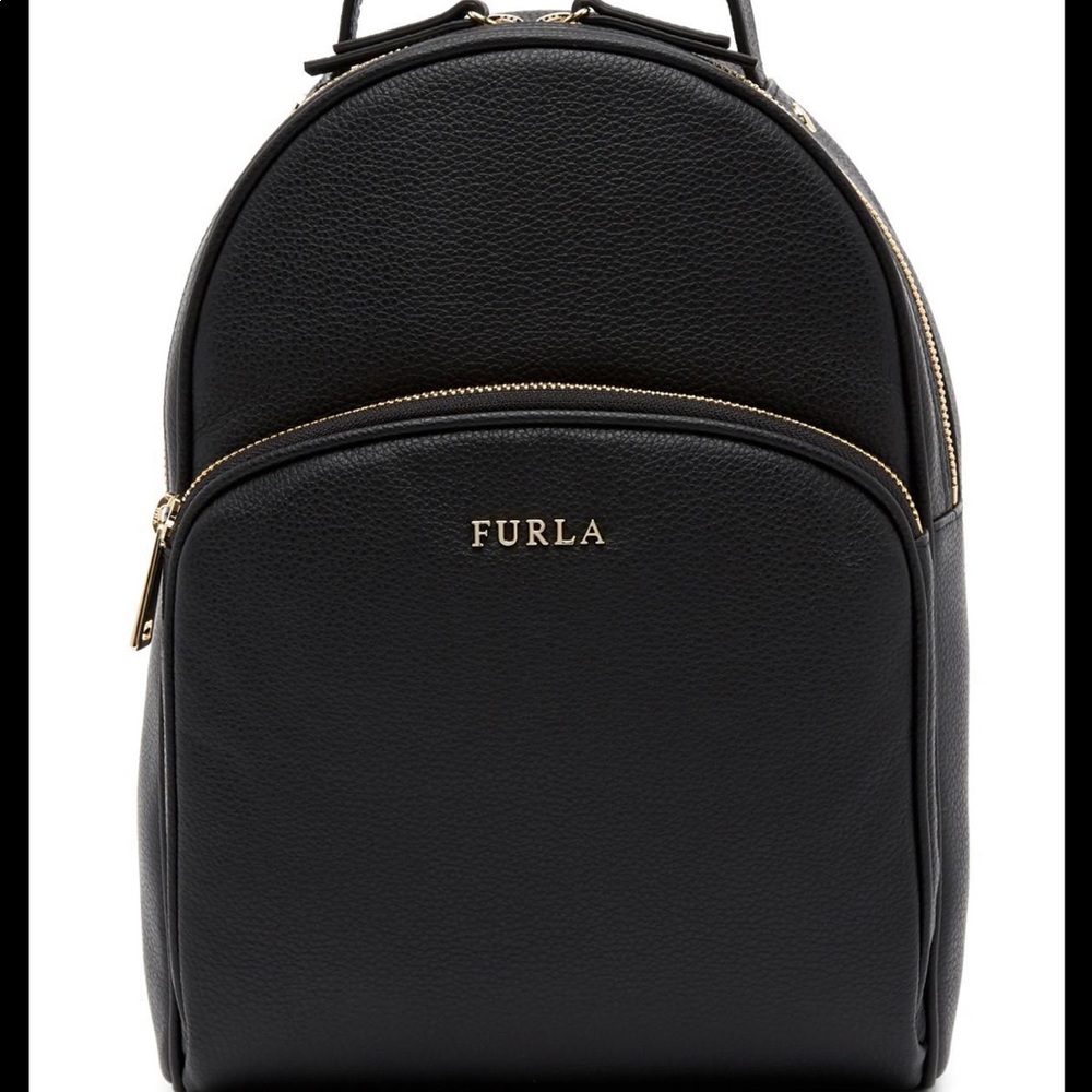vintage black leather FURLA backpack